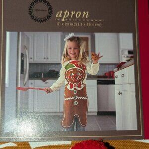 NEW Trim A Home Toddler Little Kids Gingerbread Man Christmas Holiday Apron NWT